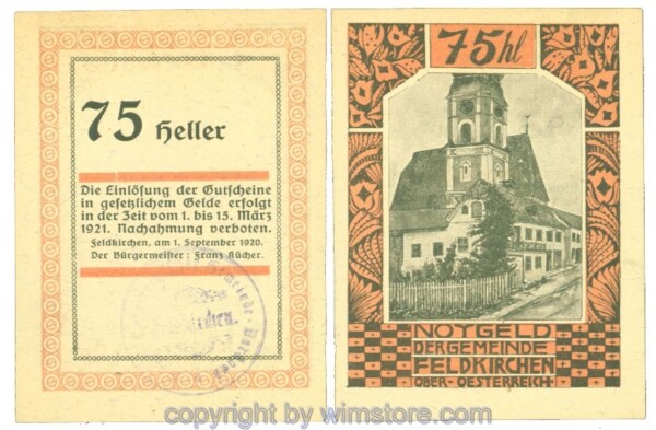 Feldkirchen am Inn, J00196SIx, 75 Heller; 1