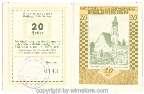 Feldkirchen am Inn, J00196SIIs, 20 Heller; 1-