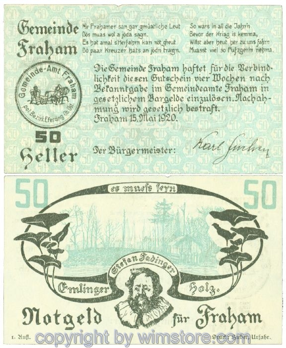 Fraham, J00205a, 50 Heller; I-