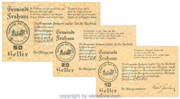 Fraham, J00205c, Serie 10, 20, 50 Heller; I-
