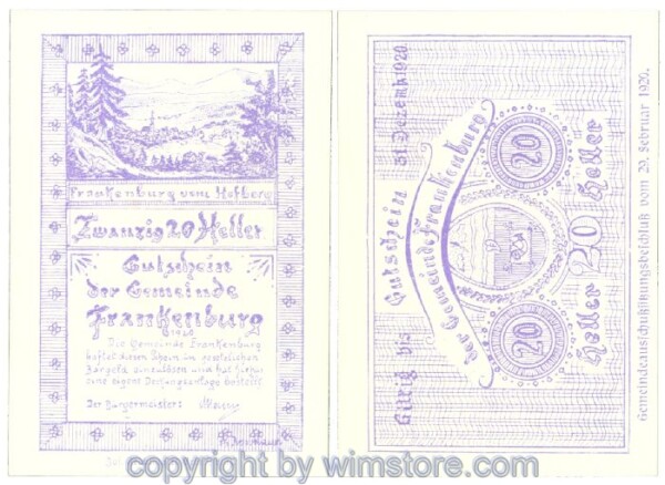 Frankenburg, J00206Ib, 20 Heller; I