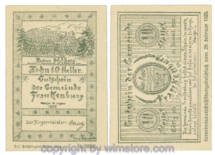 sn104087 Frankenburg, J00206Ic, 10 Heller; I-