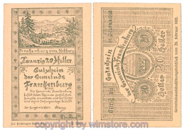 sn104089 Frankenburg, J00206Ic, 20 Heller; I