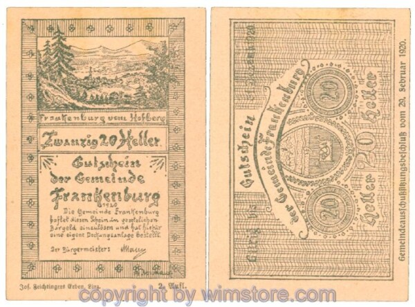 sn104090 Frankenburg, J00206Ic, 20 Heller; I-