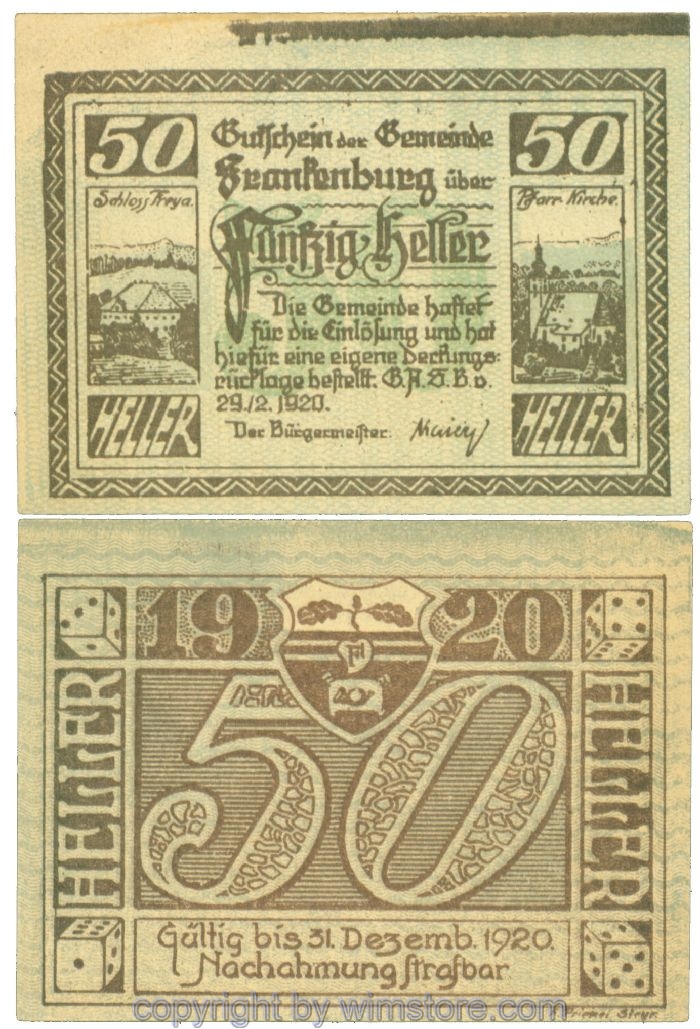 sn104096 Frankenburg, J00206IIbx, 50 Heller; I