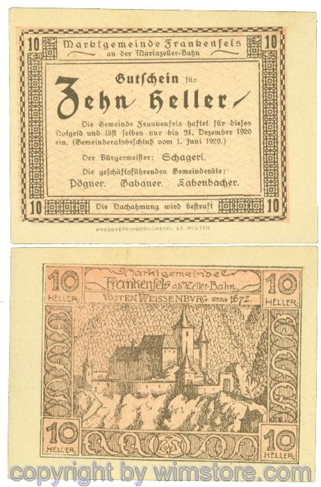 Frankenfels, J00208a, 10 Heller; I