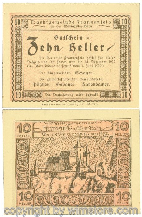Frankenfels, J00208a, 10 Heller; I