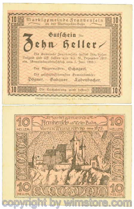 Frankenfels, J00208a, 10 Heller; I-