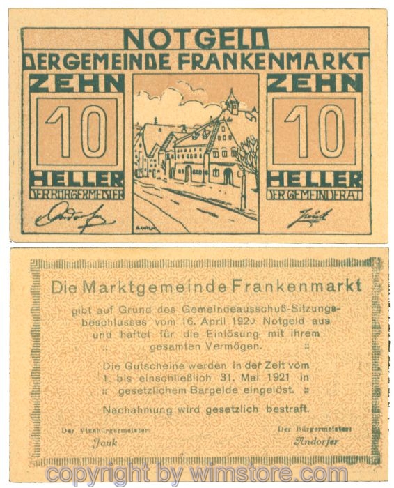 Frankenmarkt, J00209d, 10 Heller; I
