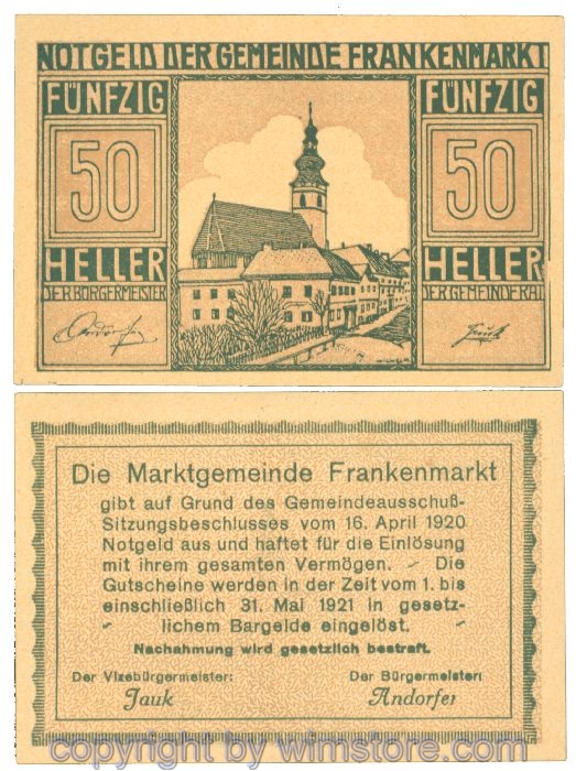Frankenmarkt, J00209d, 50 Heller; I