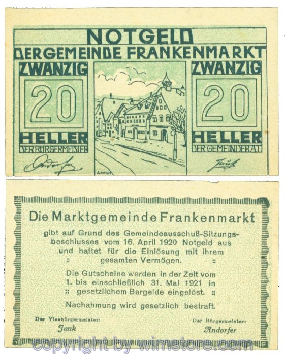 Frankenmarkt, J00209g, 20 Heller; I