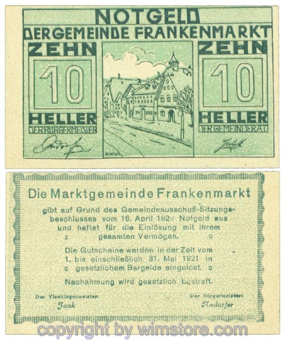 Frankenmarkt, J00209h, 10 Heller; I