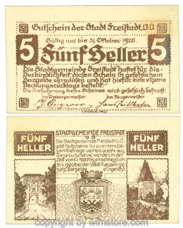 Freistadt, J00212a, 5 Heller; I-