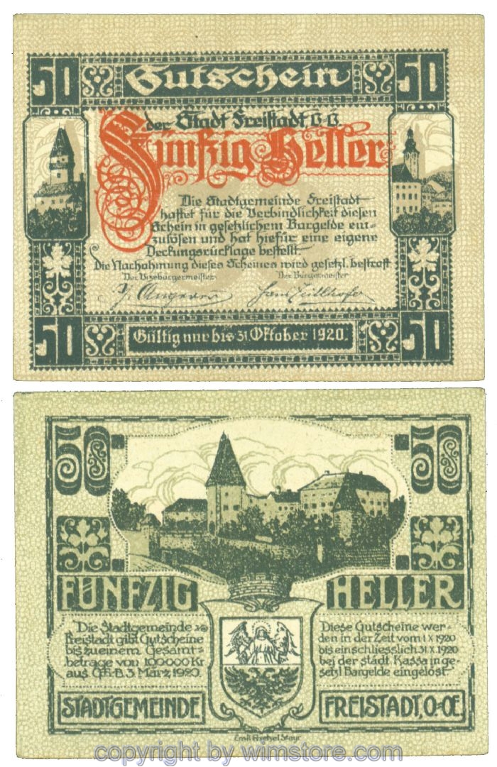Freistadt, J00212a, 50 Heller; I