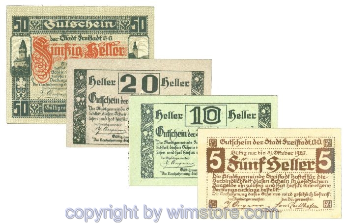 Freistadt, J00212a, Serie 5, 10, 20, 50 Heller; I