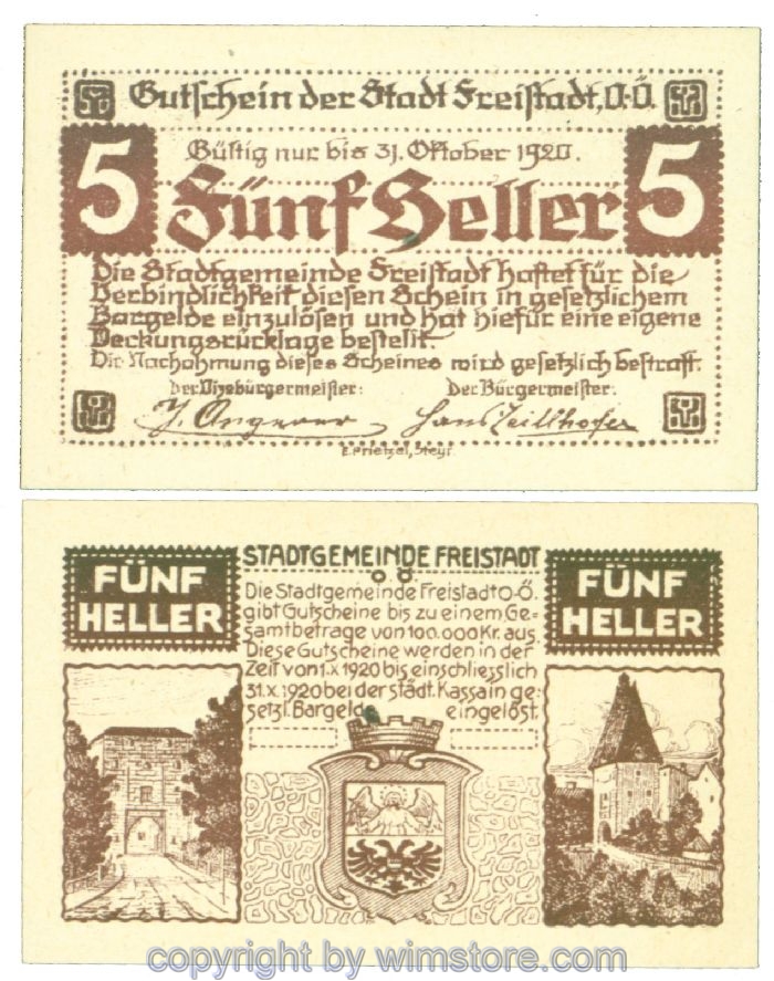 Freistadt, J00212aF, 5 Heller; I