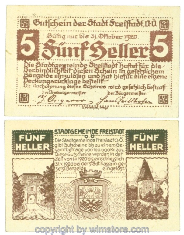 Freistadt, J00212aF, 5 Heller; I-