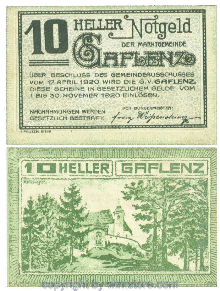 Gaflenz, J00216a, 10 Heller; I