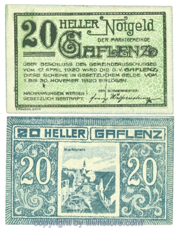 Gaflenz, J00216a, 20 Heller; 1-2