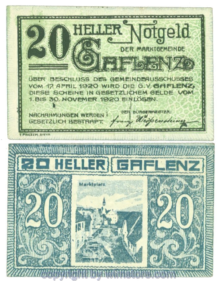Gaflenz, J00216a, 20 Heller; 1-2