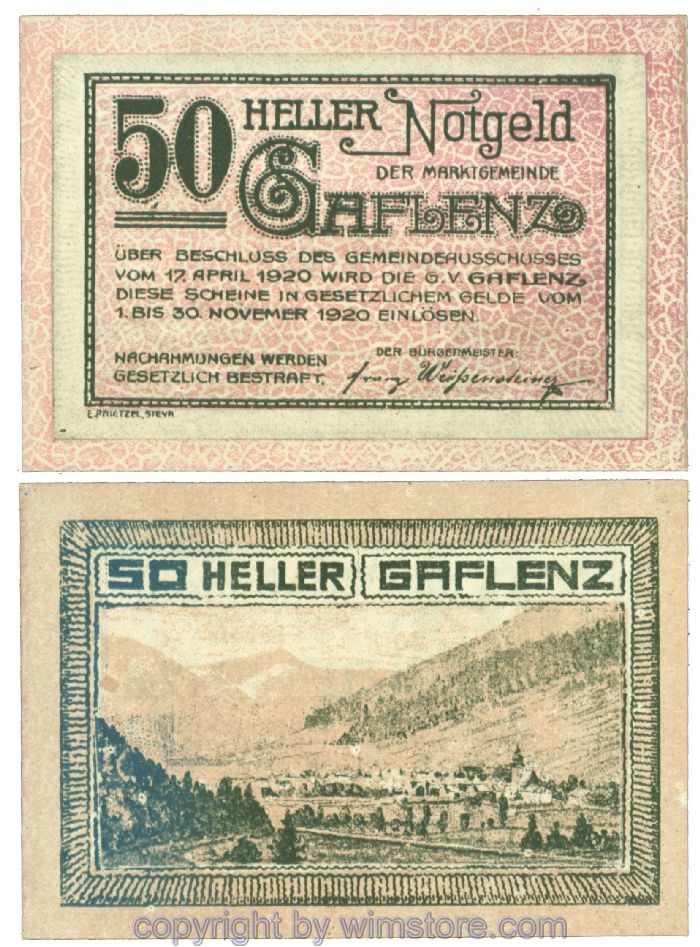Gaflenz, J00216a, 50 Heller; 1