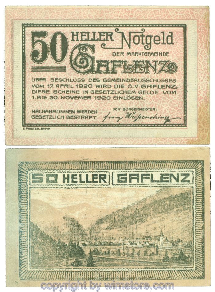 Gaflenz, J00216a, 50 Heller; 1-