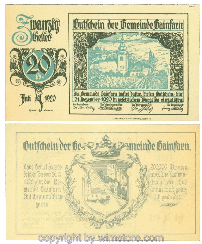 sn104237 Gainfarn, J00217a, 20 Heller; 1