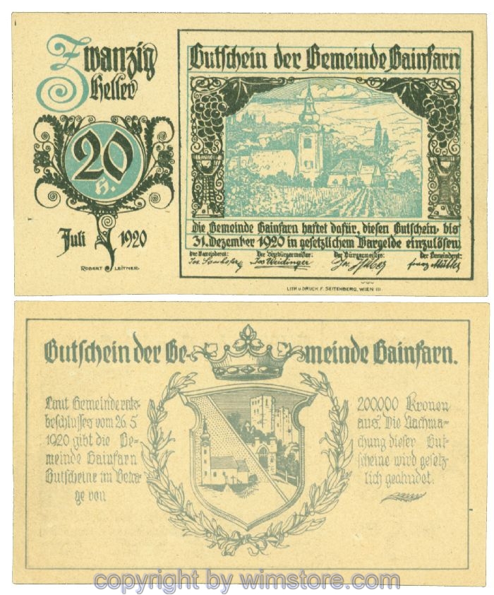 sn104238 Gainfarn, J00217a, 20 Heller; 1-