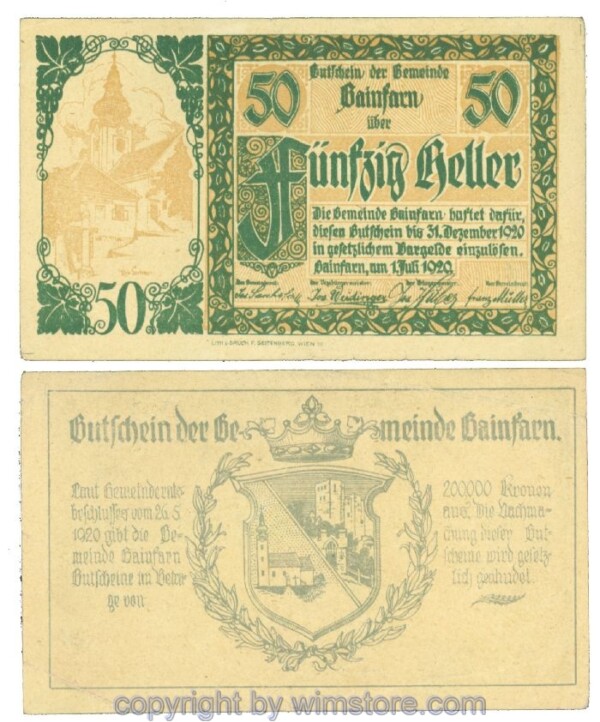 Gainfarn, J00217a, 50 Heller; 1-