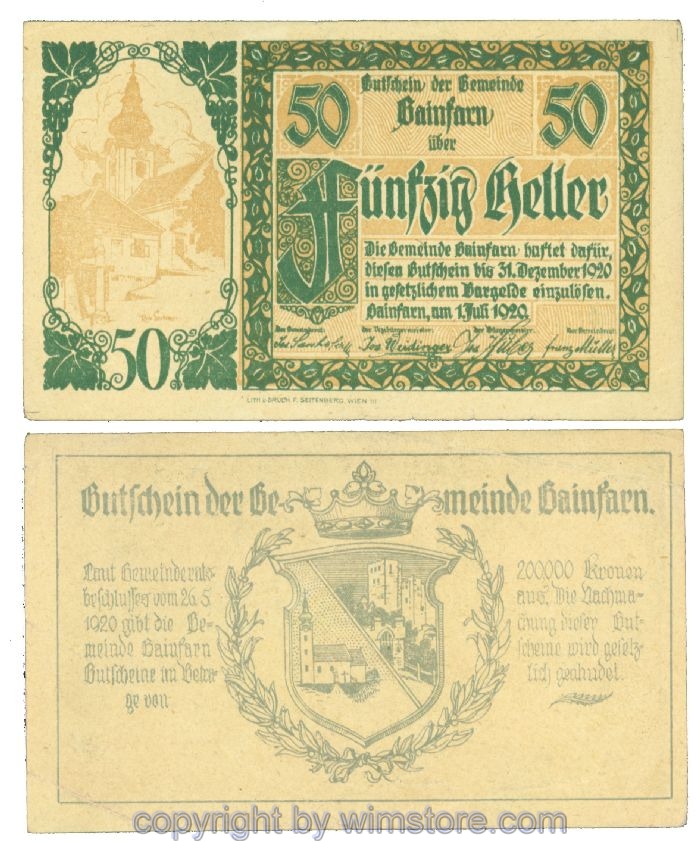 sn104240 Gainfarn, J00217a, 50 Heller; 1-