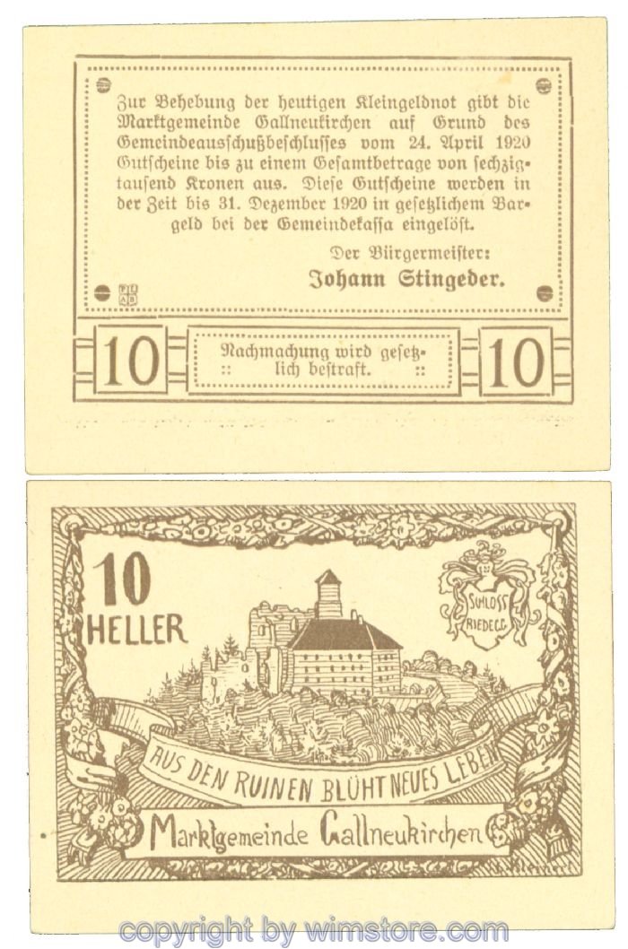 sn104246 Gallneukirchen, J00218a, 10 Heller; 1