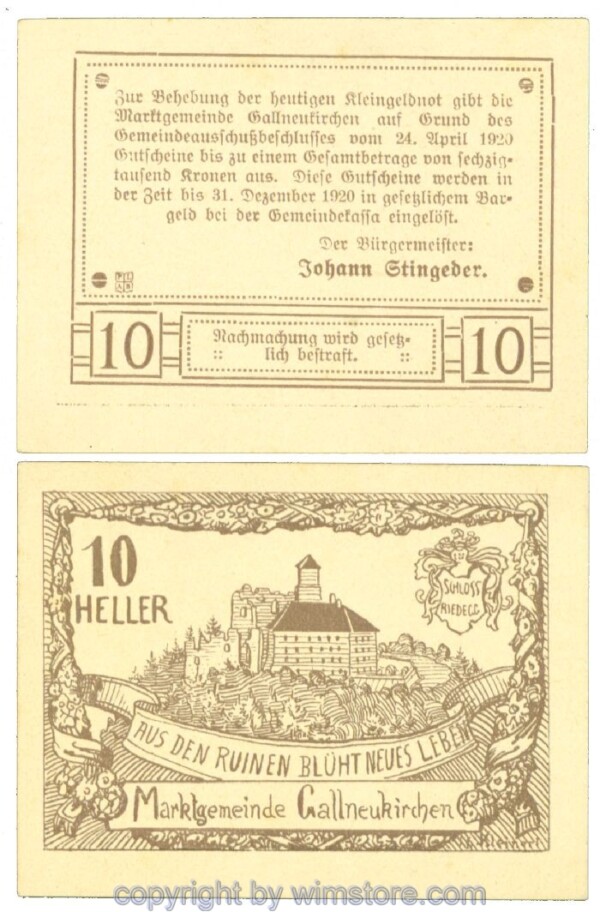 Gallneukirchen, J00218a, 10 Heller; 1-