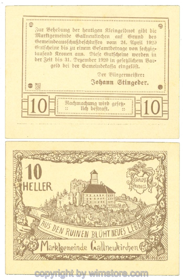 sn104247 Gallneukirchen, J00218a, 10 Heller; 1-