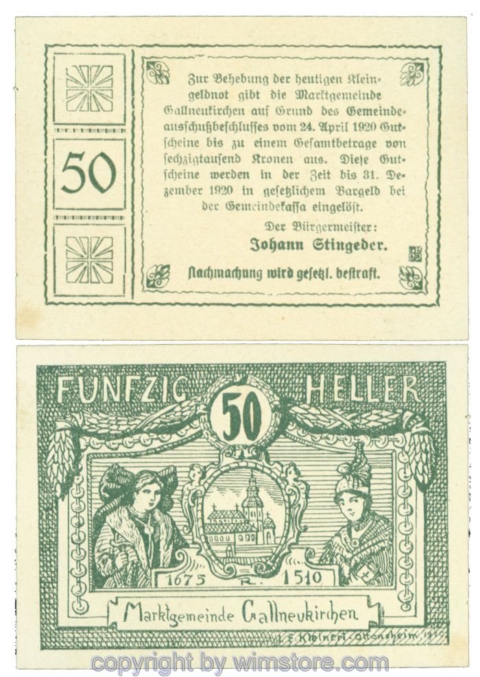 sn104250 Gallneukirchen, J00218a, 50 Heller; -1