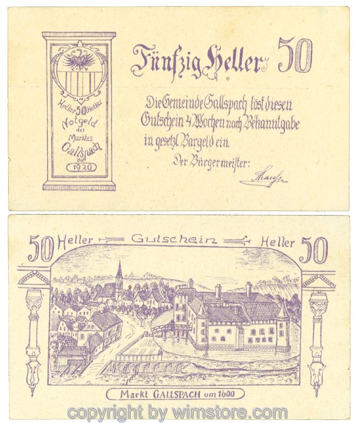 Gallspach, J00219a, 50 Heller; 2, fleckig