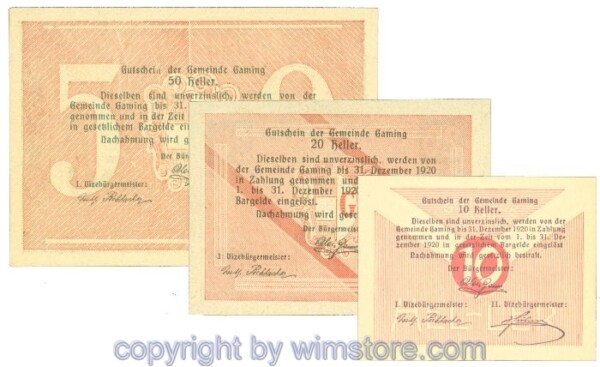 sn104272 Gaming, J00220a, Serie 10, 20, 50 Heller; 1
