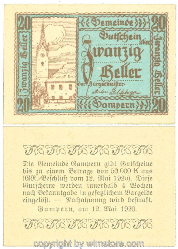 Gampern, J00221ax, 20 Heller; 1