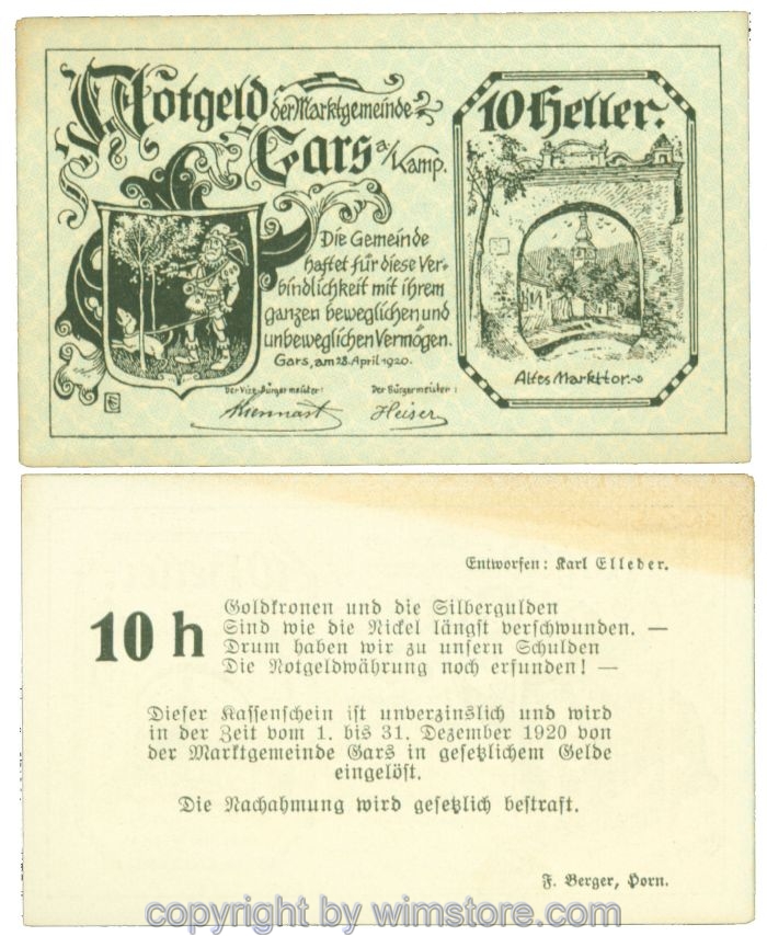 sn104289 Gars am Kamp, J00222a, 10 Heller; 1-