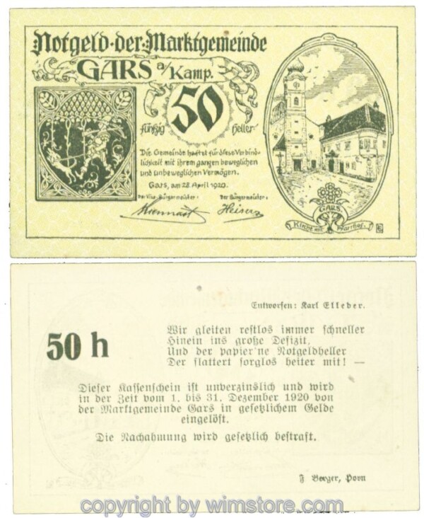 Gars am Kamp, J00222a, 50 Heller; 1