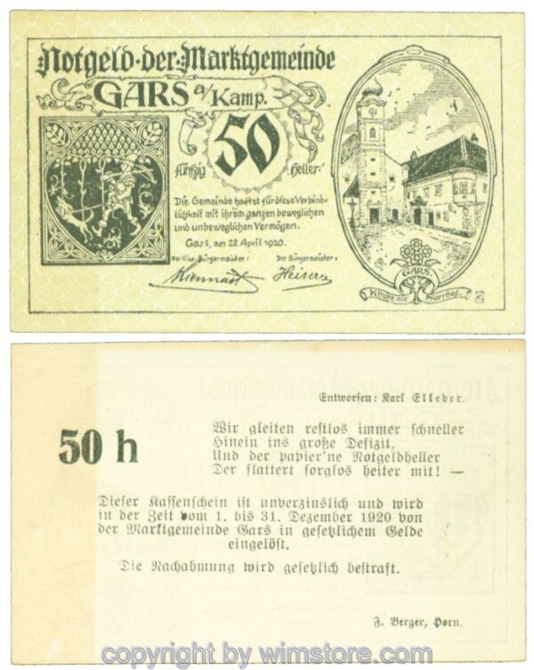 Gars am Kamp, J00222a, 50 Heller; 1-