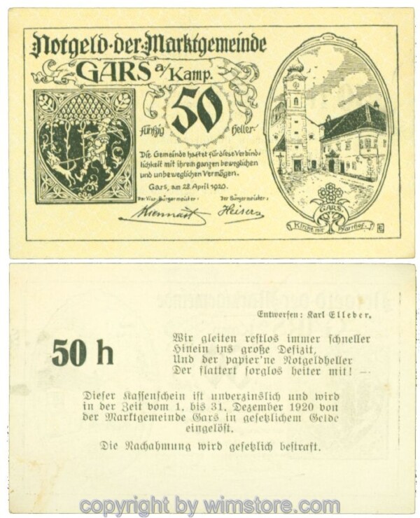 Gars am Kamp, J00222a, 50 Heller; 1-