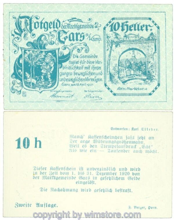 Gars am Kamp, J00222c, 10 Heller; 1-