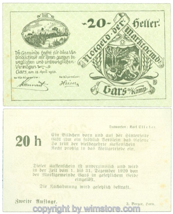 Gars am Kamp, J00222c, 20 Heller; 1-