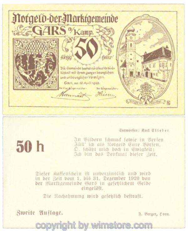 Gars am Kamp, J00222c, 50 Heller; 1