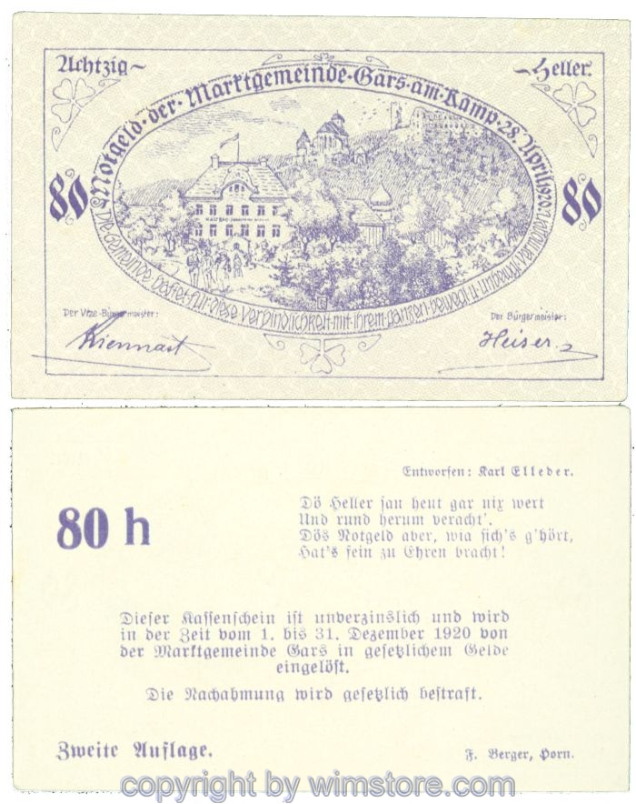 sn104305 Gars am Kamp, J00222c, 80 Heller; 1-