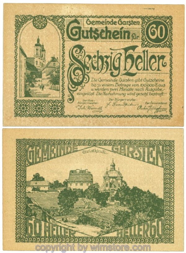 Garsten, J00224f, 60 Heller; 1