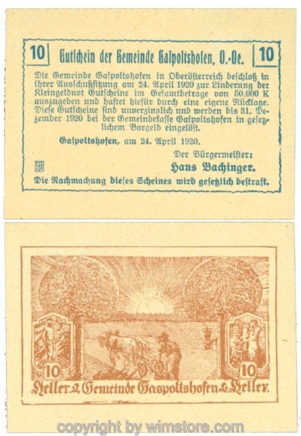 Gaspoltshofen, J00225b1, 10 Heller; 1