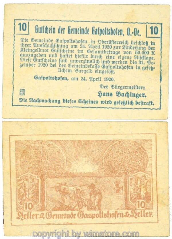 Gaspoltshofen, J00225b2, 10 Heller; 1-
