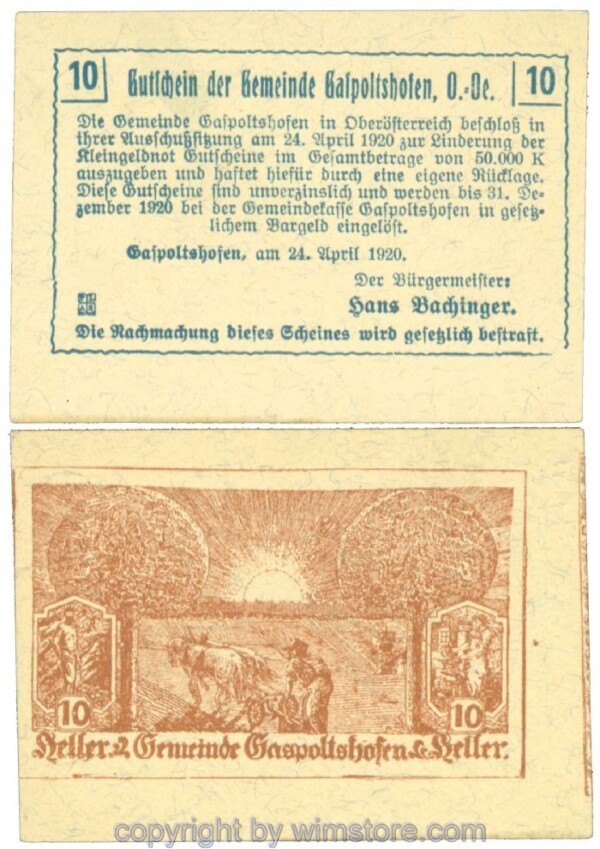 Gaspoltshofen, J00225b2x, 10 Heller; 1