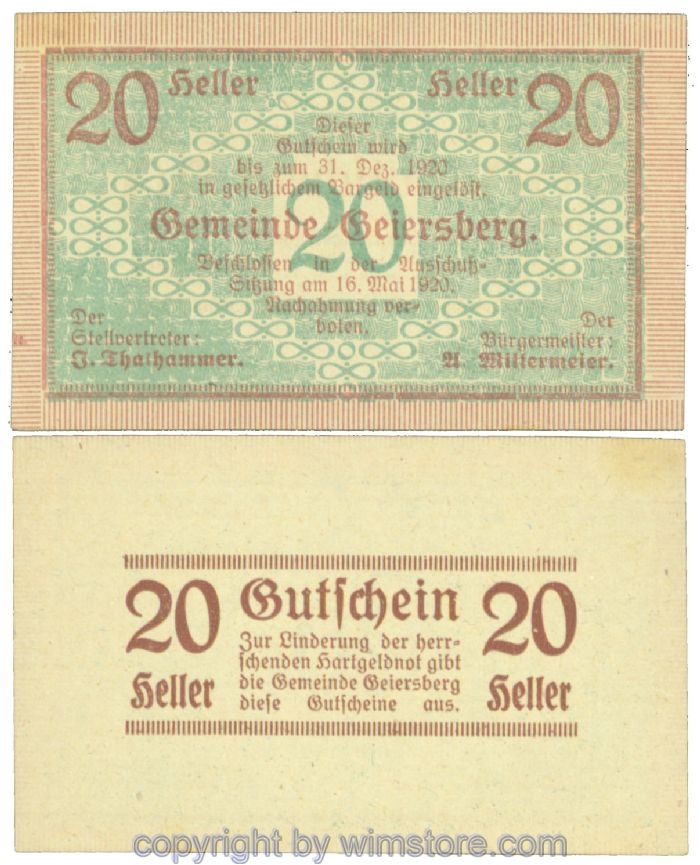 Geiersberg, J00227b1, 20 Heller; 1